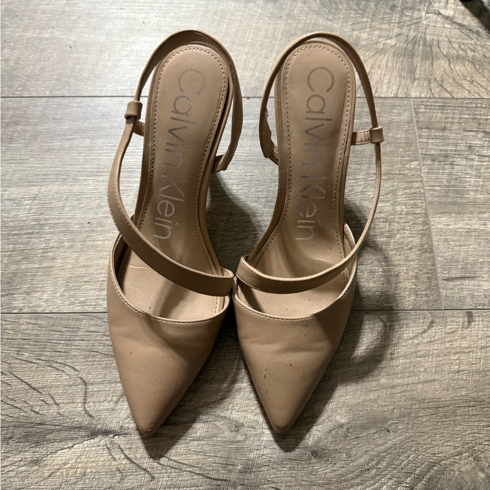 Calvin Klein Beige Pointed Toe Heels
